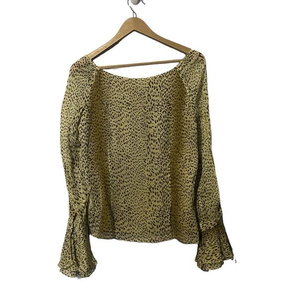 Vintage Y2k Cheetah Print Flowy Ruffle Silk Blouse - Women’s Medium - Picture 2 of 6